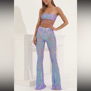 Peony Sequin Two Piece Set in Purple Iridescent - size S